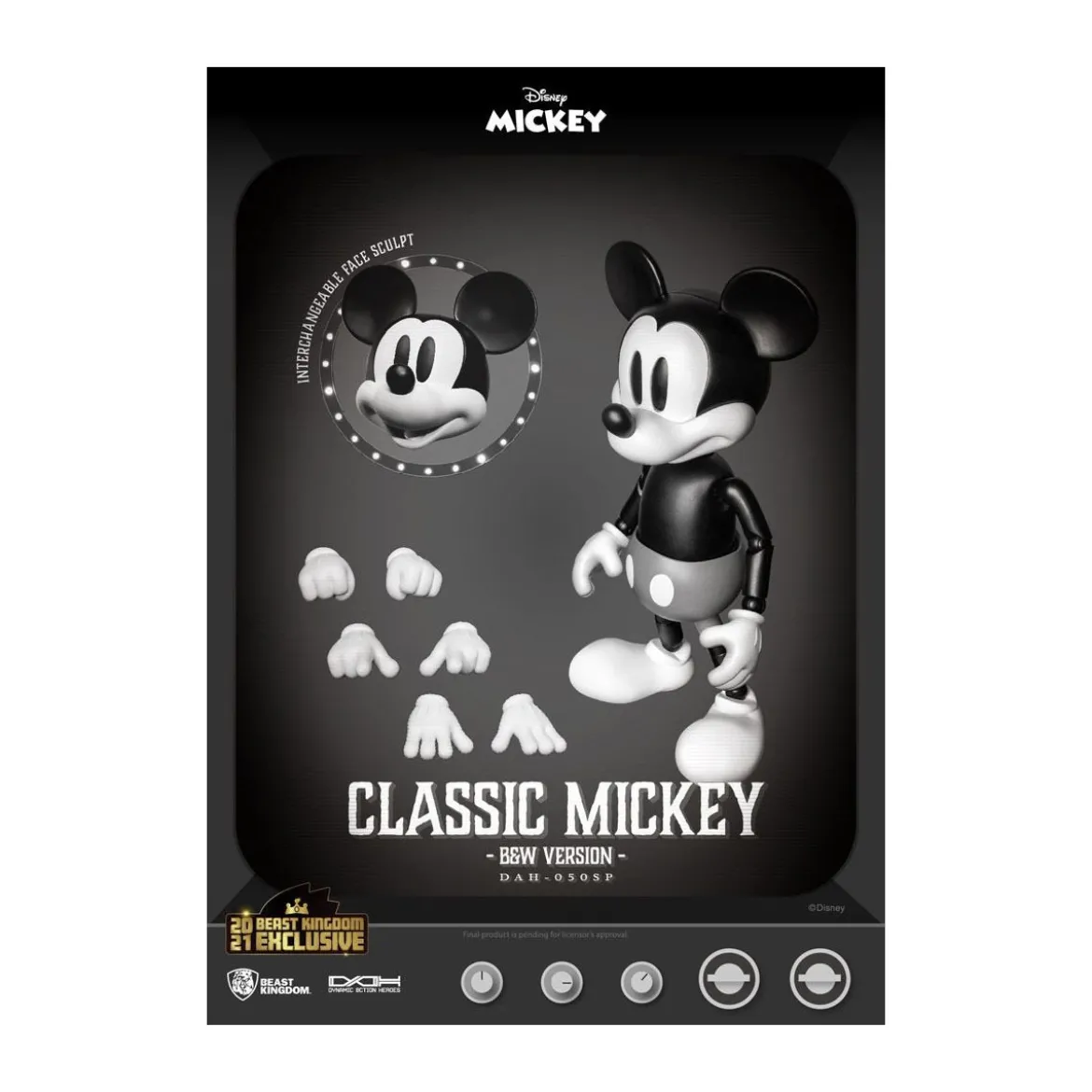 Beast Kingdom Disney Classic Figurine - Mickey Classic B&W Version - Dynamic Action Heroes 1/9