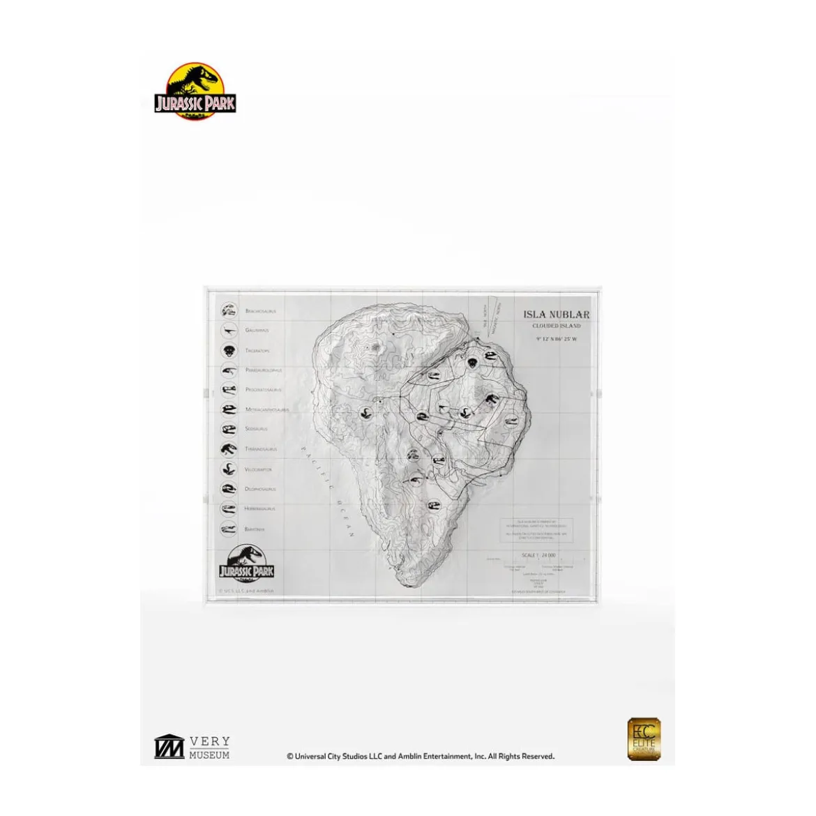 ECC Elite Creature Collectibles - Jurassic Park Carte topographique Isla Nublar