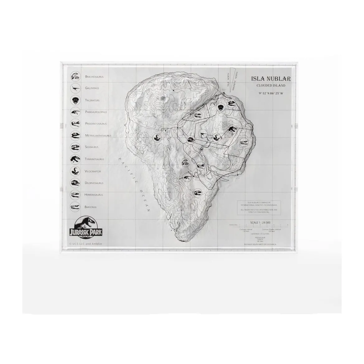 ECC Elite Creature Collectibles - Jurassic Park Carte topographique Isla Nublar