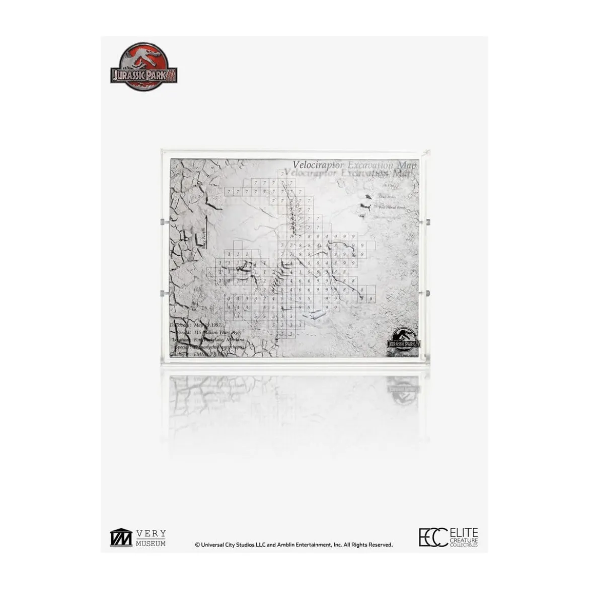 ECC Elite Creature Collectibles - Jurassic Park 3 Carte des fouilles Vélociraptor