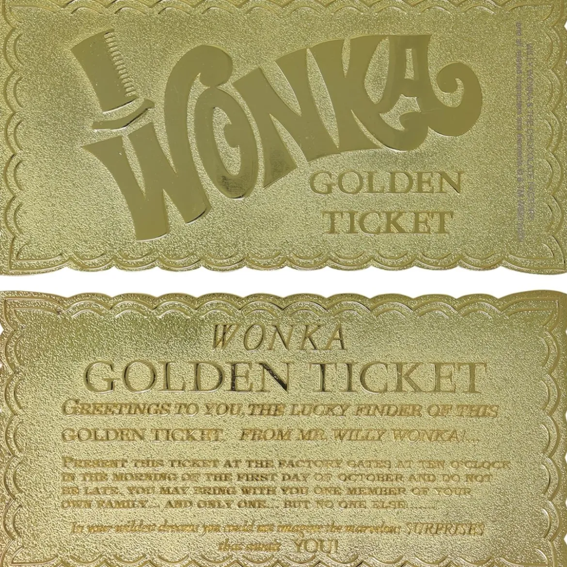 FaNaTtiK - Willy Wonka and the Chocolate Factory replique Golden Ticket Edition Collector