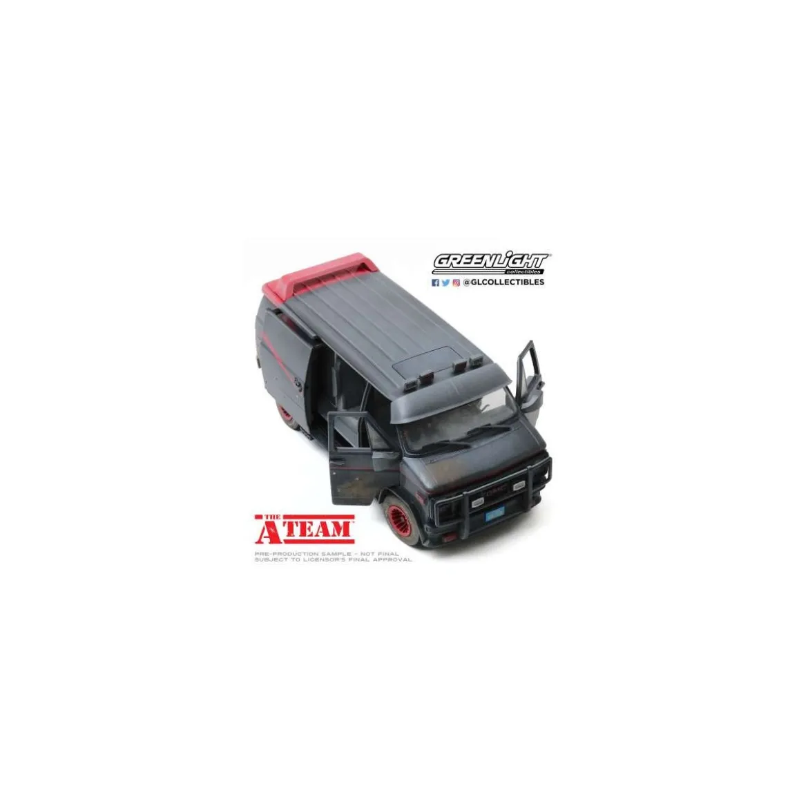 GreenLight - The A-Team - L'Agence Tous Risques - 1983 GMC Vandura Van Weathered Version with Bullet Holes - 1/18