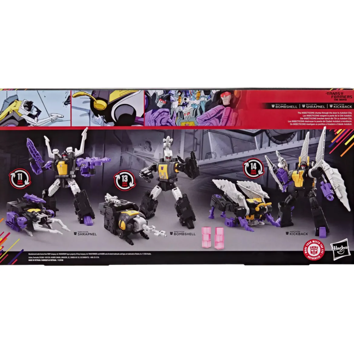Hasbro - Transformers The Movie - Collection Insecticon Bombshell, Insecticon Shrapnel et Insecticon Kickback - MTMTE Collection