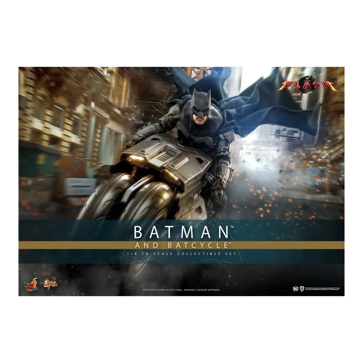 Hot Toys - DC Comics - Batman (Affleck) and Batcycle 1:6 Scale Figure Set The Flash - Movie Masterpiece 1/6