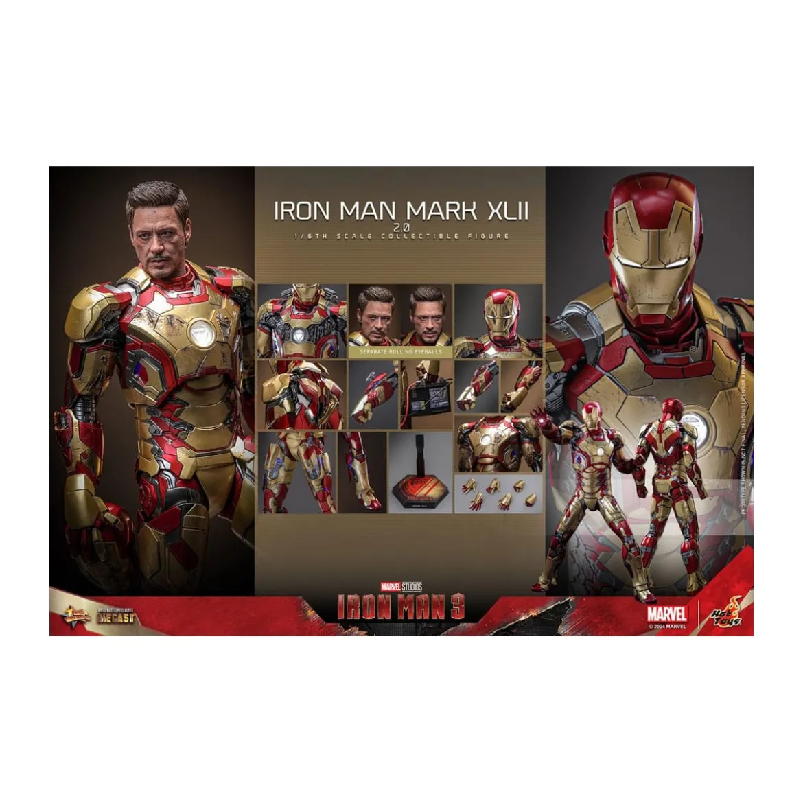 Hot Toys - Iron Man 3 - Mark XLII 2.0 die cast MMS 1/6 - Mark 42