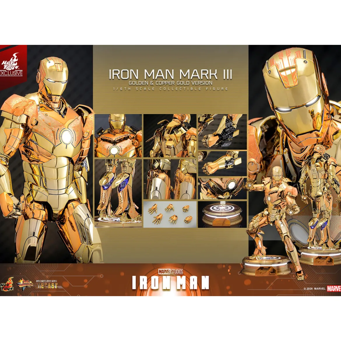 Hot Toys Marvel - Iron Man Mark III (Golden & Copper Gold Version) Die Cast MMS 1/6 - Hot Toys Exclusive