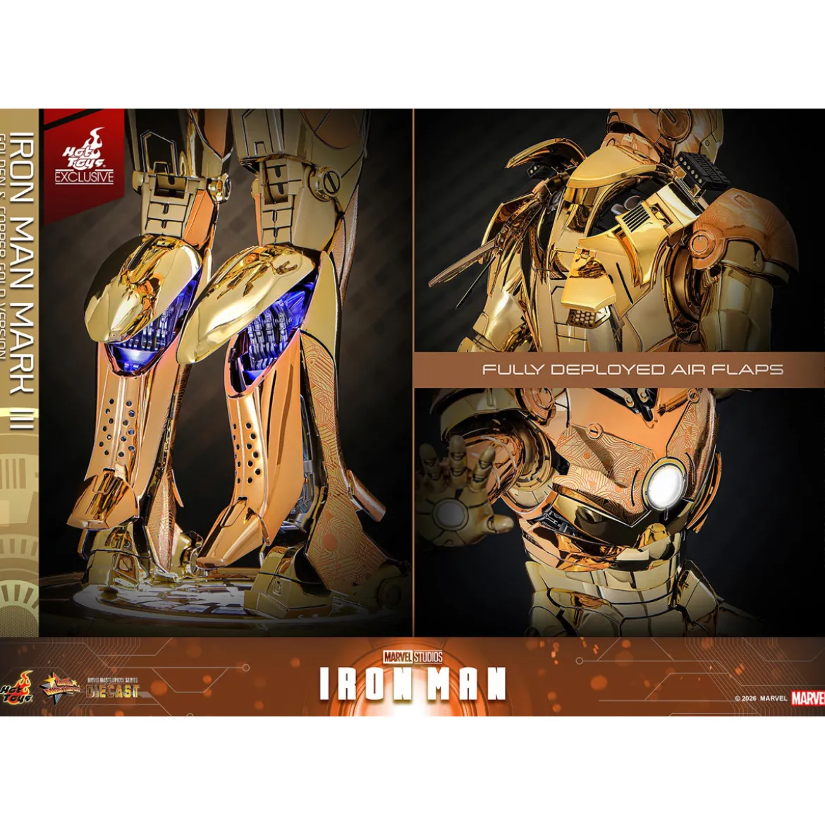 Hot Toys Marvel - Iron Man Mark III (Golden & Copper Gold Version) Die Cast MMS 1/6 - Hot Toys Exclusive