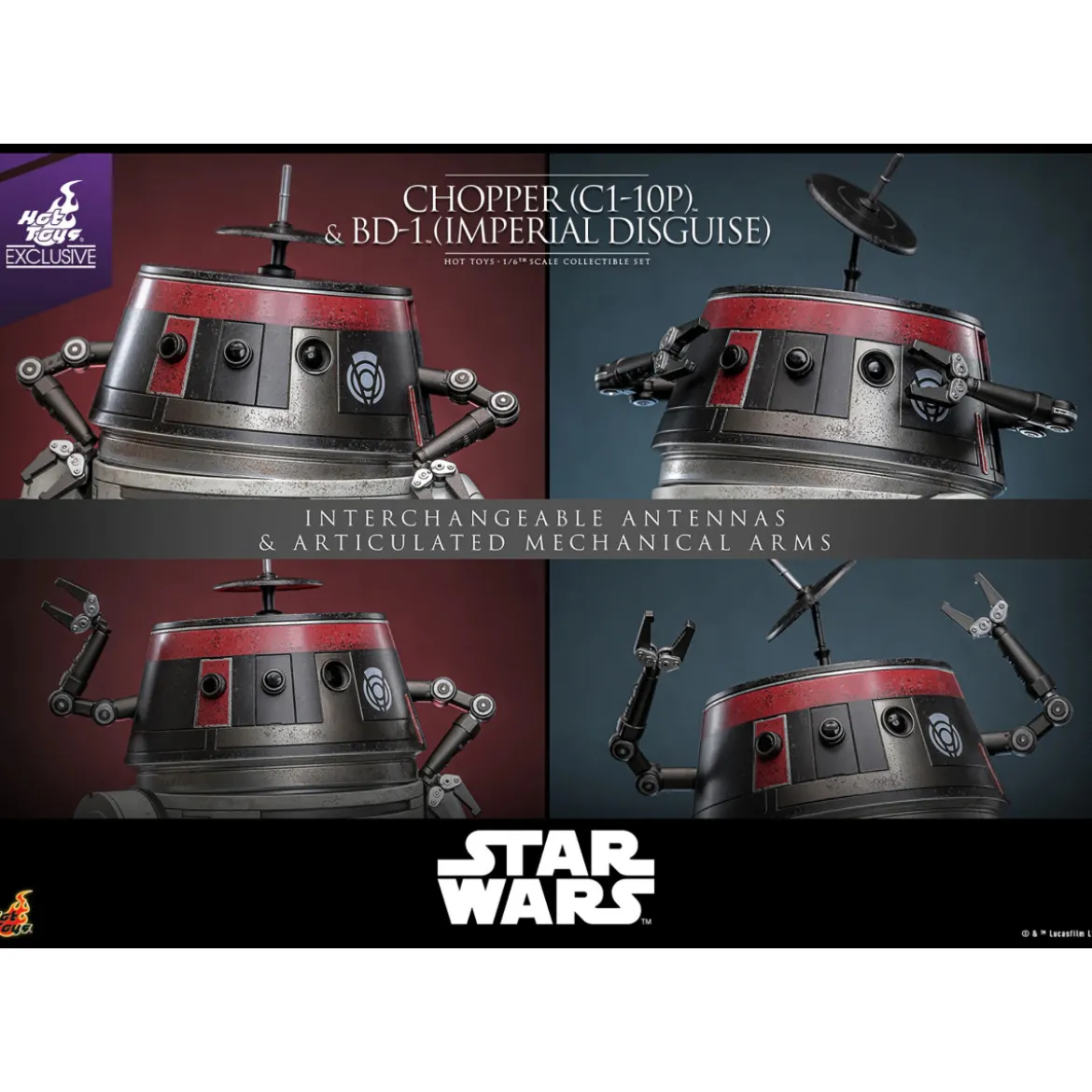 Hot Toys Star Wars - Chopper (C1-10P) & BD-1 (Imperial Disguise) - Rebels Hot Toys Exclusive