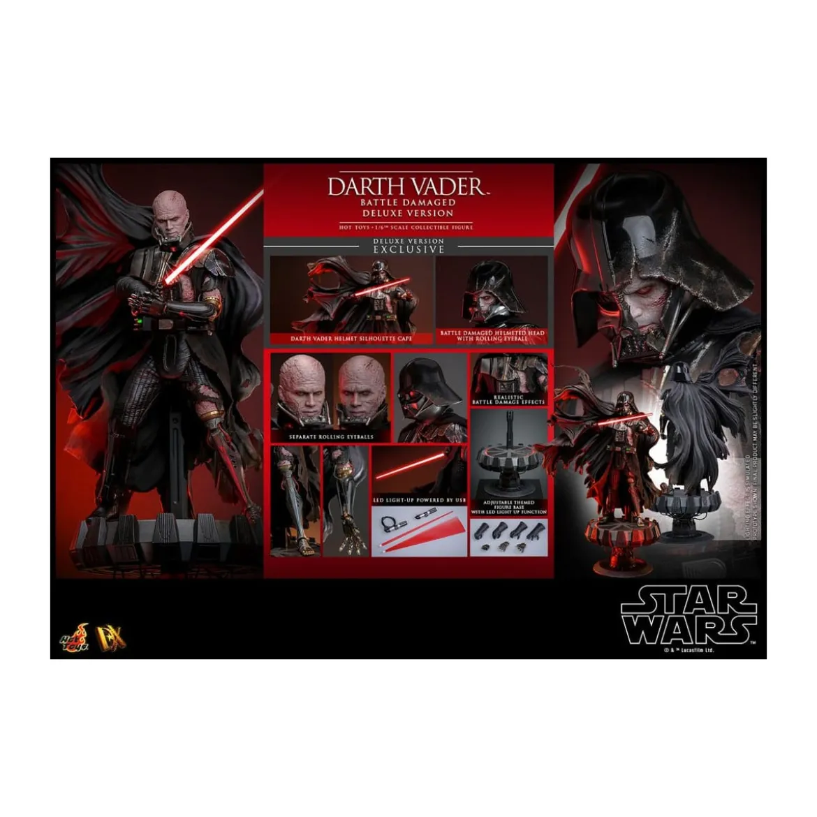 Hot toys Star Wars: Darth Vader Battle Damaged Deluxe Version MMS 1/6