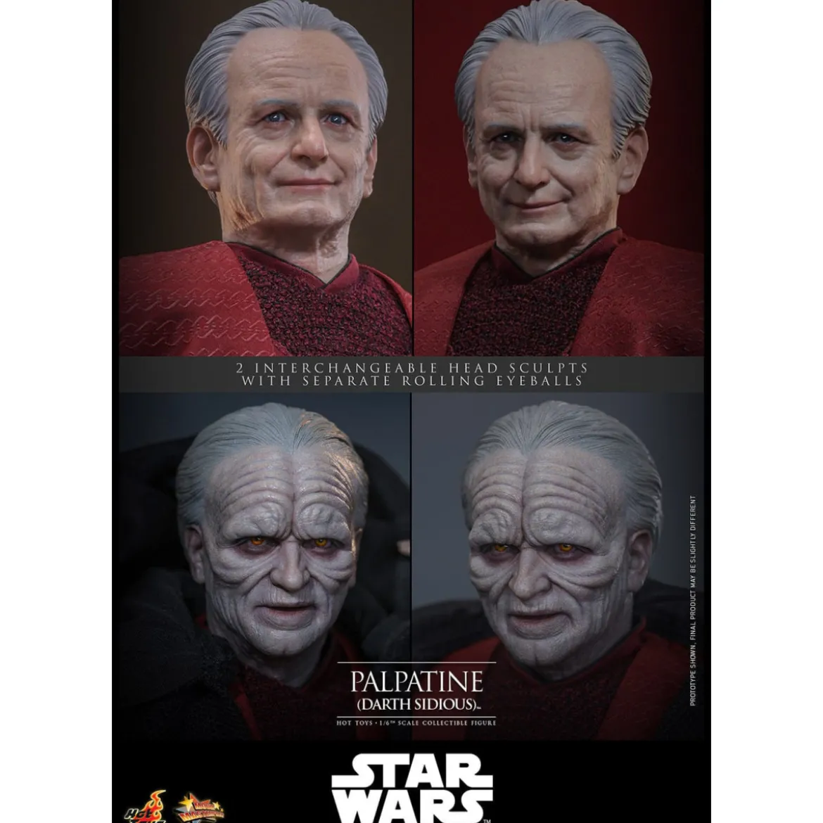 Hot Toys Star Wars figurine La Revanche des Sith figurine 1/6 Palpatine Darth Sidious
