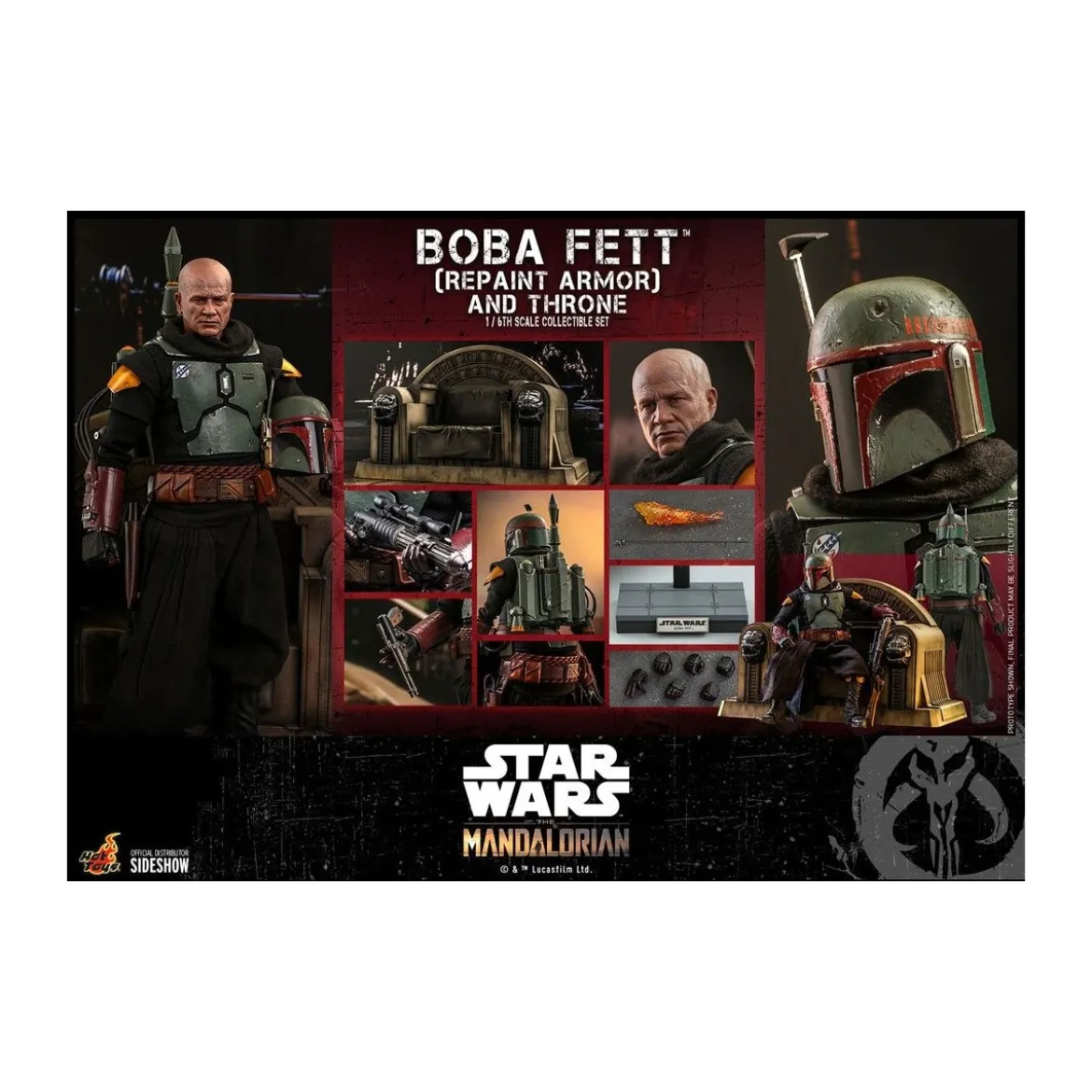 Hot Toys Star Wars The Mandalorian - Boba Fett (Repaint Armor) and Throne 1/6 TMS056