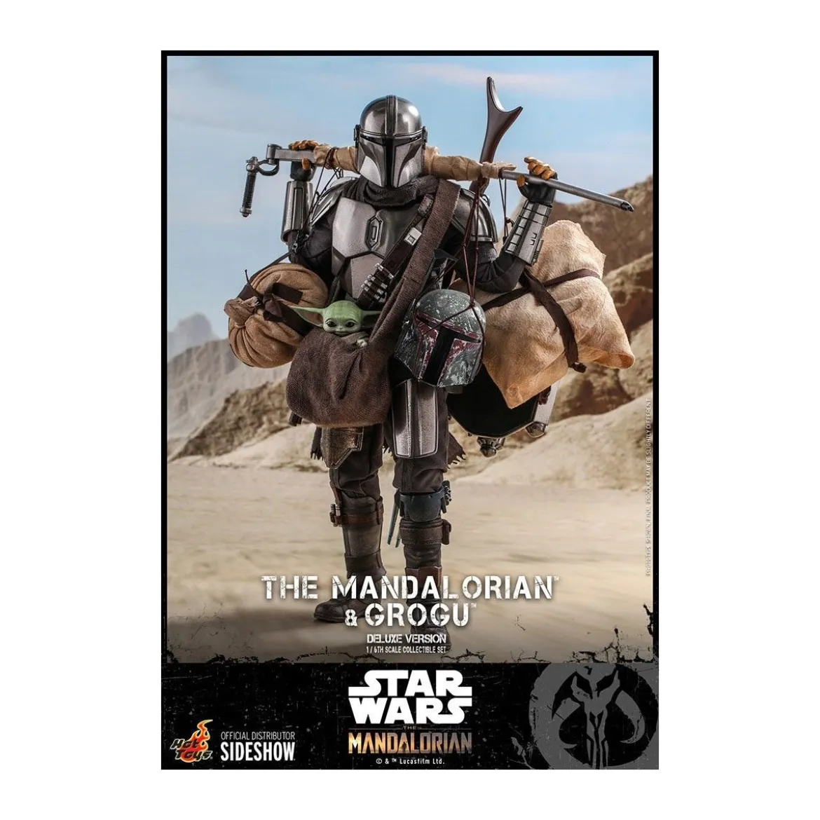 Hot Toys Star Wars The Mandalorian pack 2 figurines 1/6 The Mandalorian & Grogu Deluxe Version