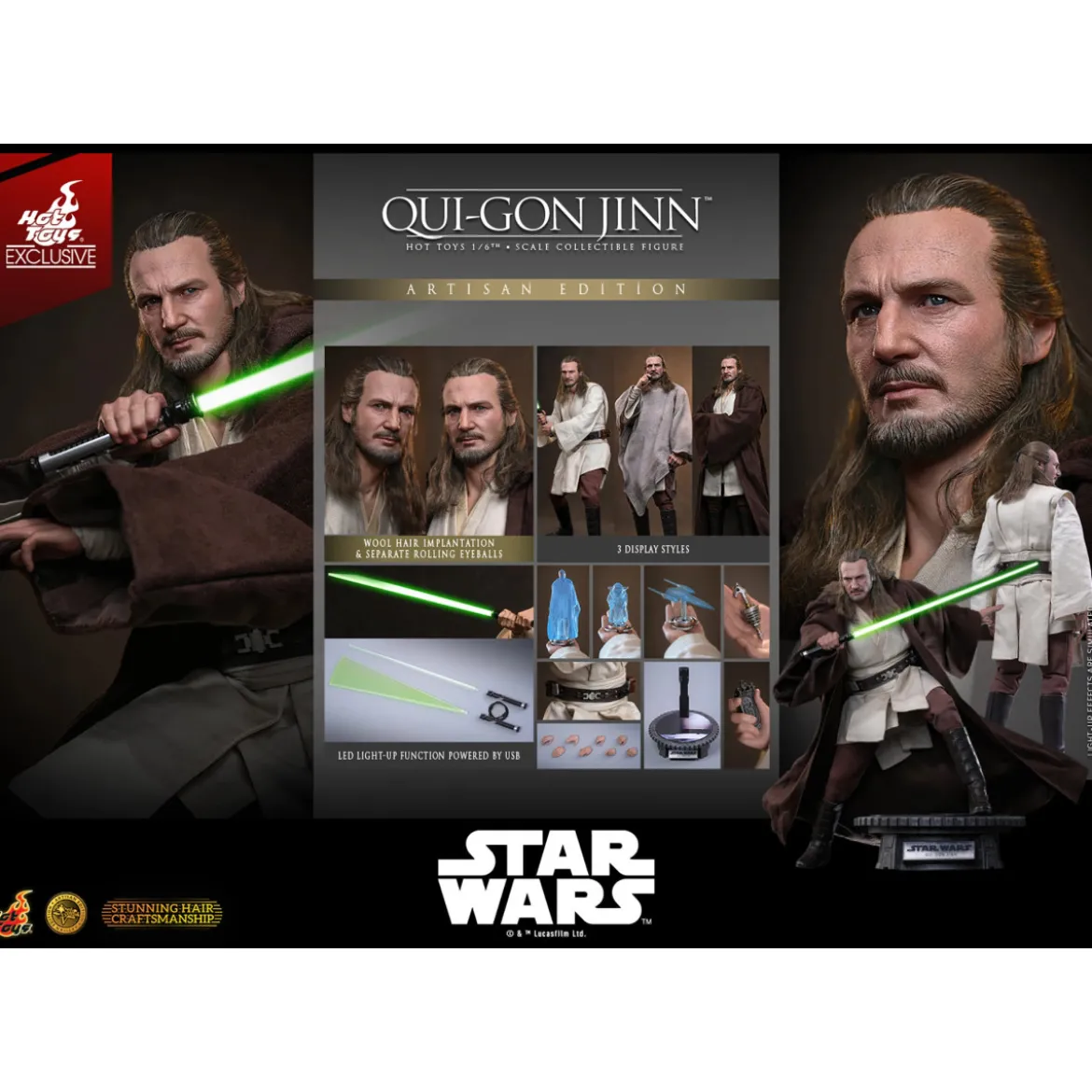 Hot Toys Star Wars The Phantom Menace - Qui-Gon Jinn (Artisan Edition) 1/6 MMS881 - Hot Toys Exclusive