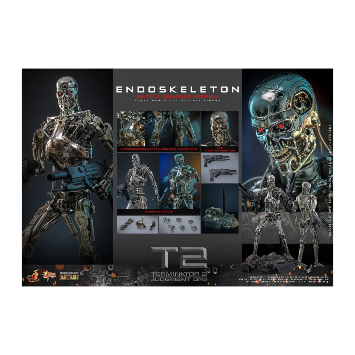Hot Toys - Terminator 2: Judgment Day MMS 1/6 - Endoskeleton (Battle Damaged Version) Die cast MMS840D77