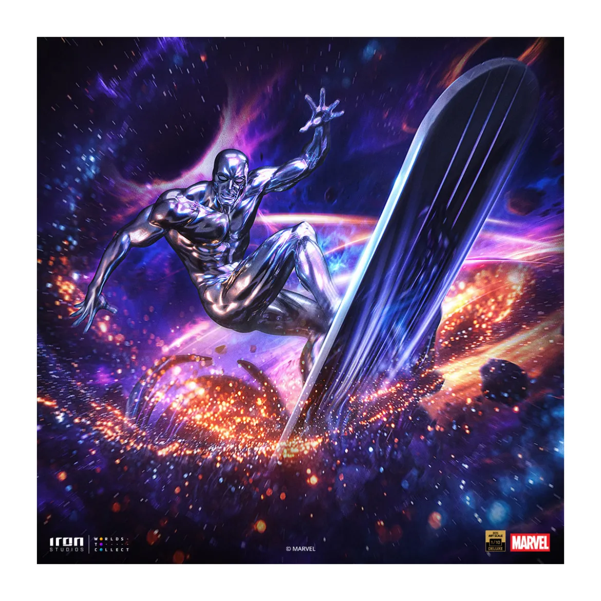 Iron Studios Marvel - Silver Surfer Deluxe Art Scale 1/10 - Infinity Gauntlet Diorama