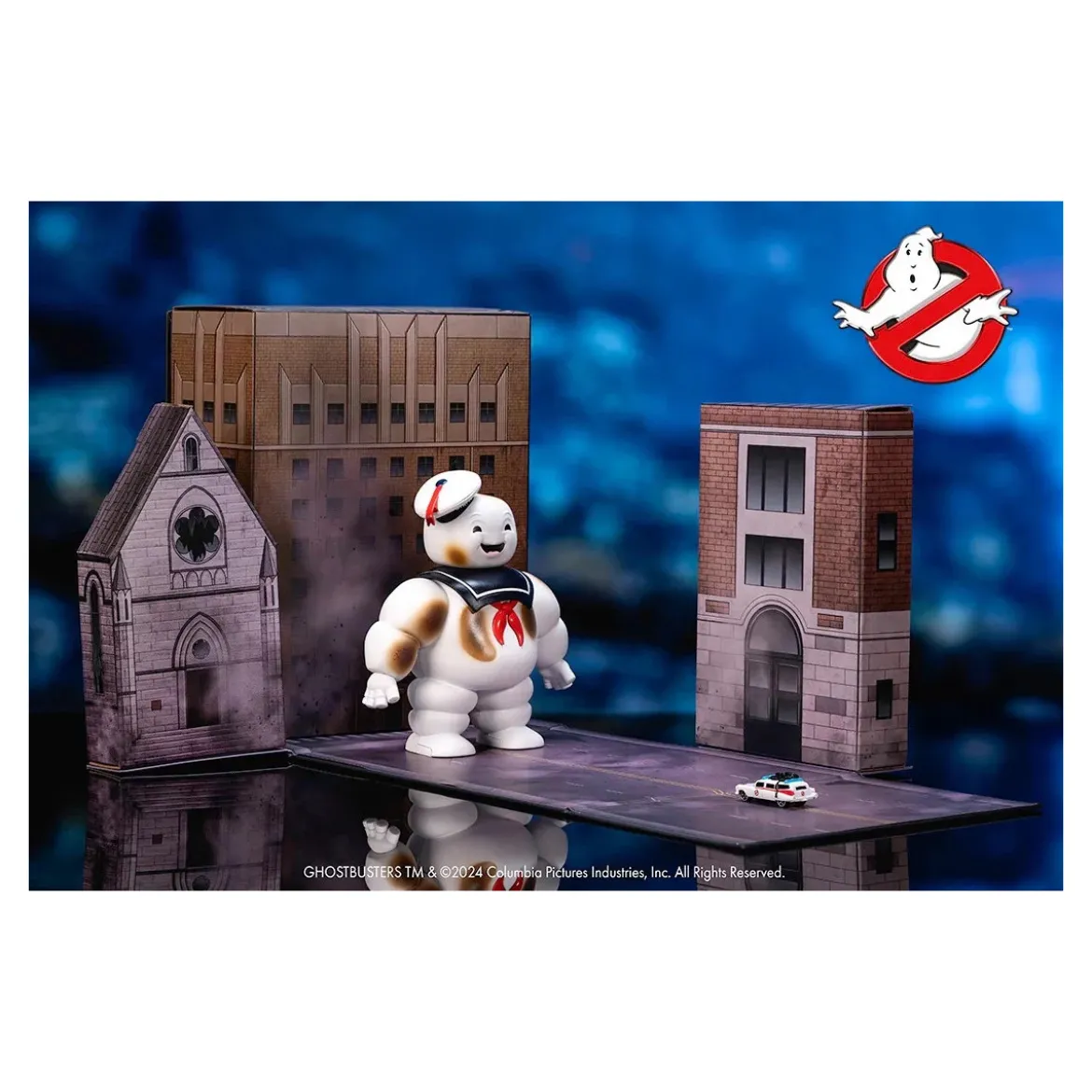 Jada Toys - Ghostbusters Stay Puft marshmallow man with Cadillac Ecto-1 - Nano Scene 1/64