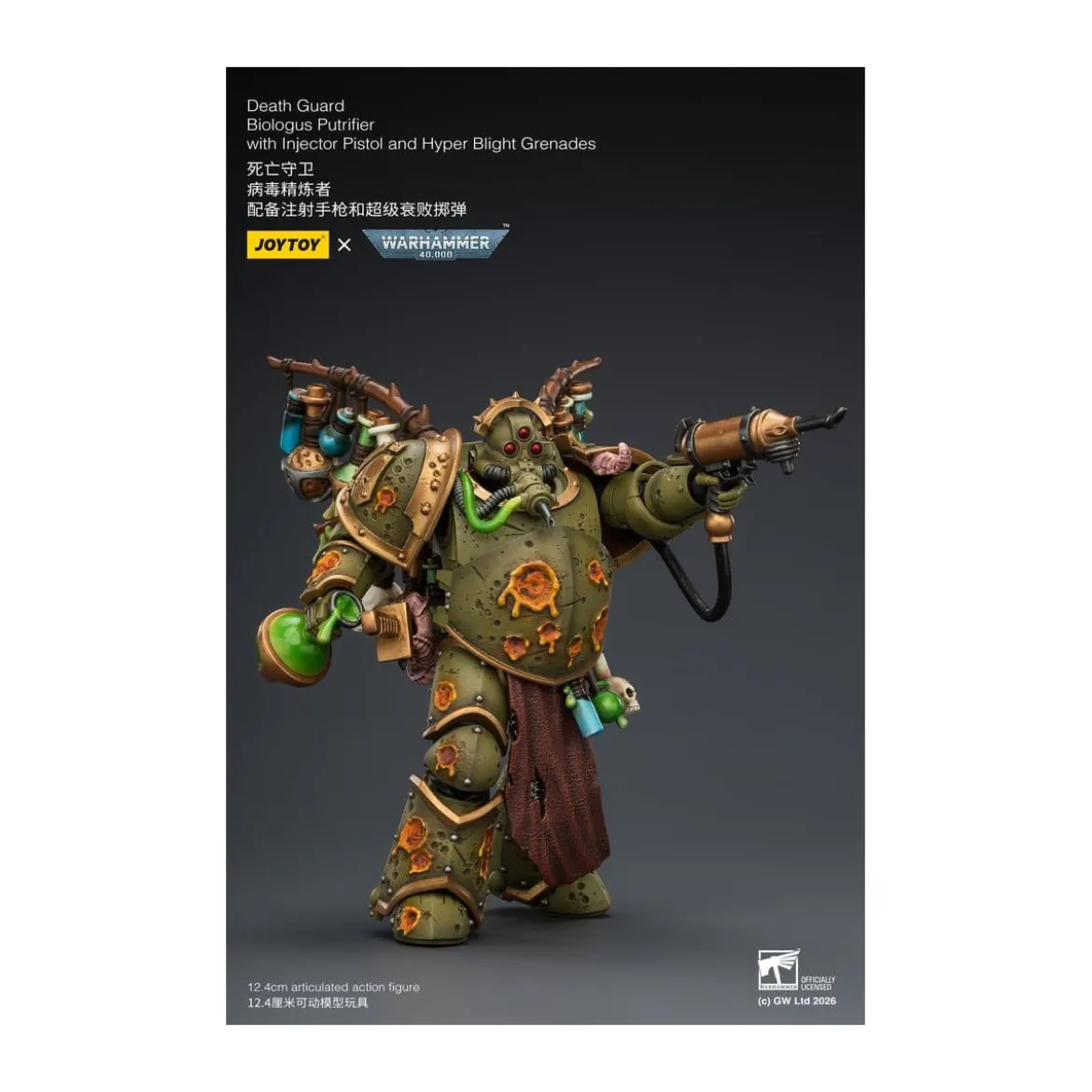 Joytoy - Death Guard - Biologus Putrifier with Injector Pistol and Hyper Blight Grenades 1/18 - Warhammer 40k
