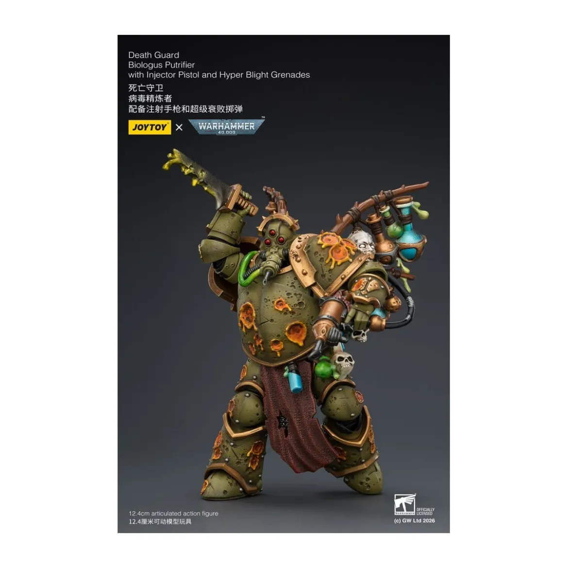 Joytoy - Death Guard - Biologus Putrifier with Injector Pistol and Hyper Blight Grenades 1/18 - Warhammer 40k