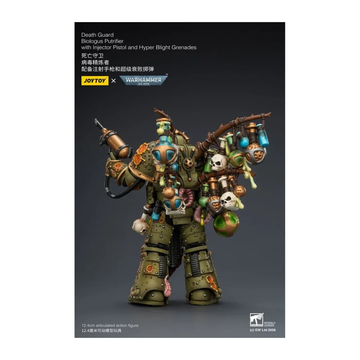 Joytoy - Death Guard - Biologus Putrifier with Injector Pistol and Hyper Blight Grenades 1/18 - Warhammer 40k