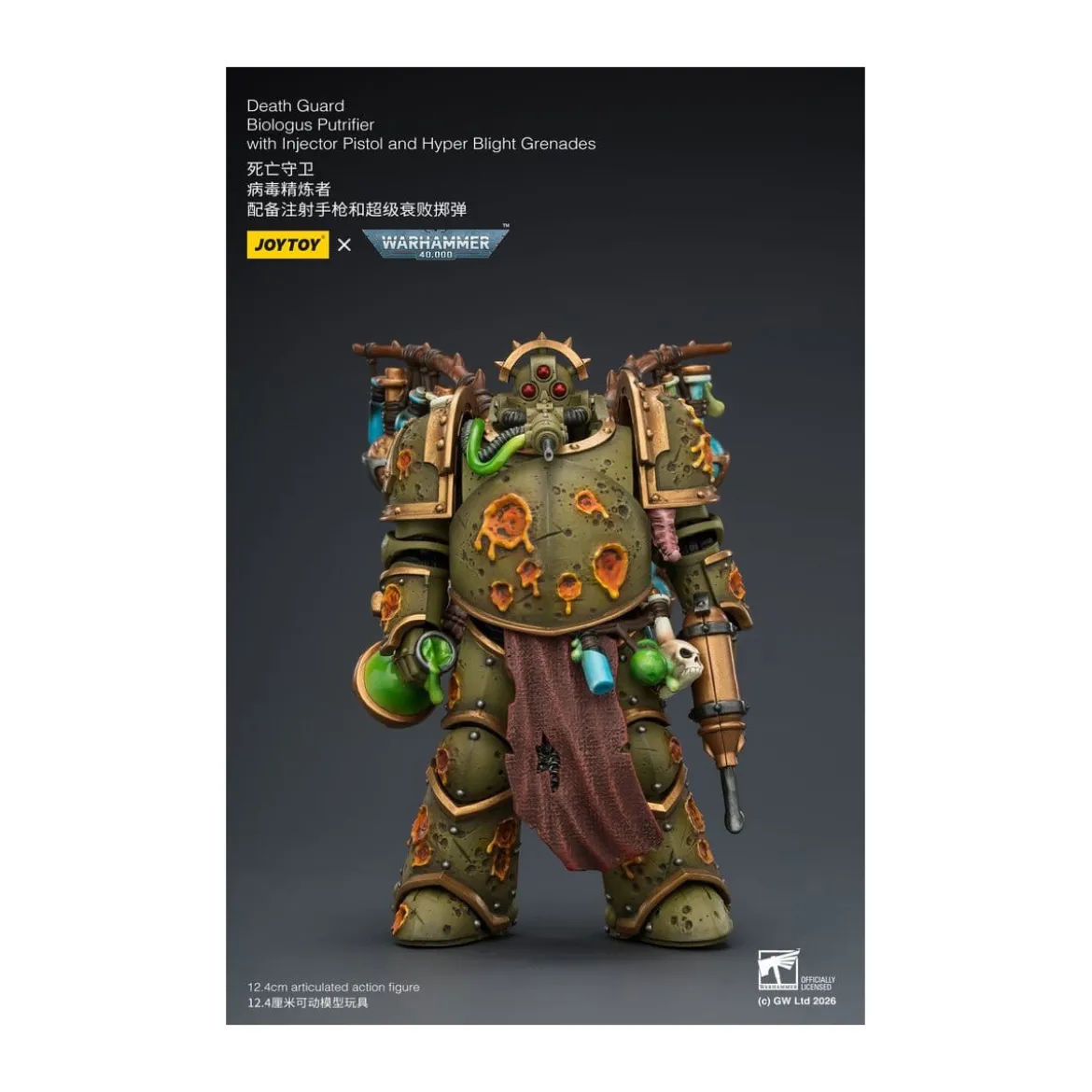Joytoy - Death Guard - Biologus Putrifier with Injector Pistol and Hyper Blight Grenades 1/18 - Warhammer 40k