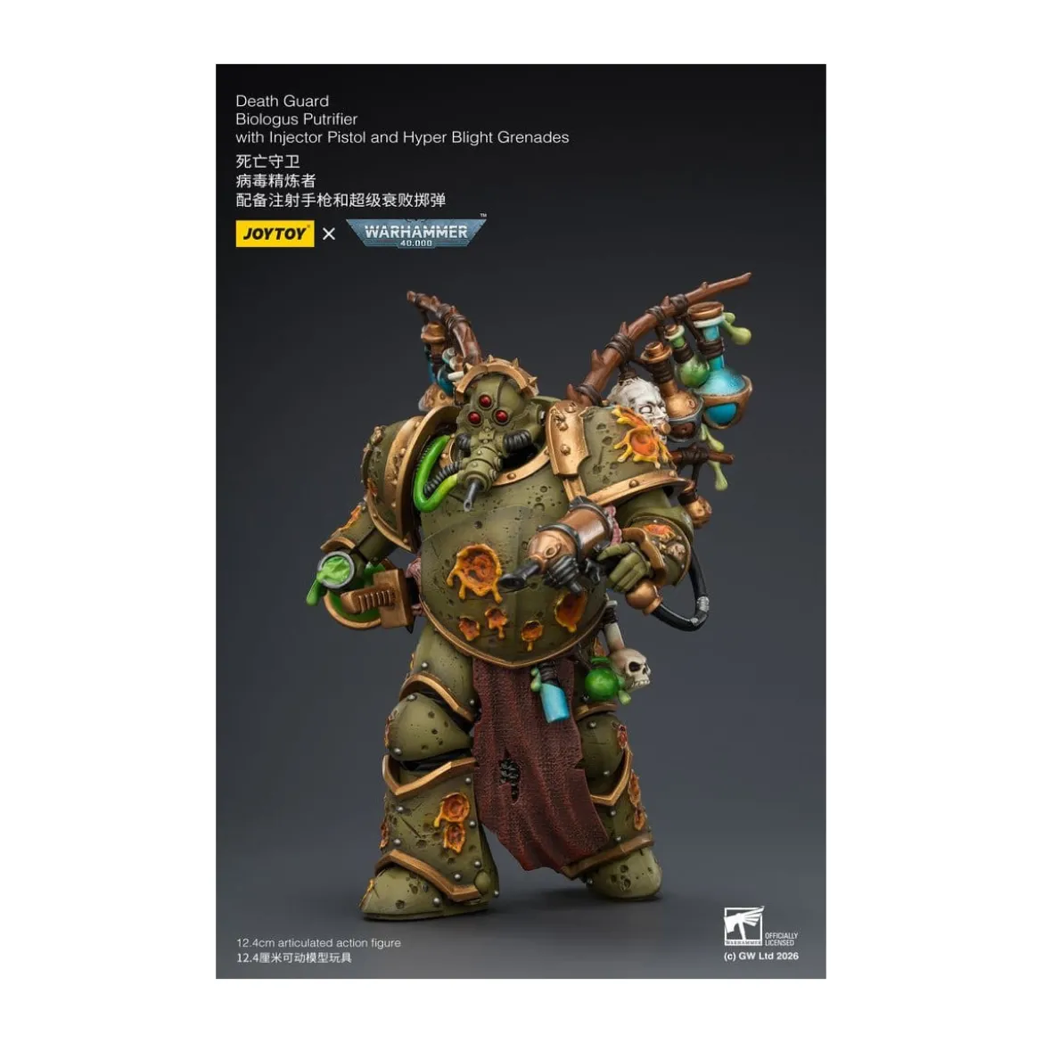 Joytoy - Death Guard - Biologus Putrifier with Injector Pistol and Hyper Blight Grenades 1/18 - Warhammer 40k