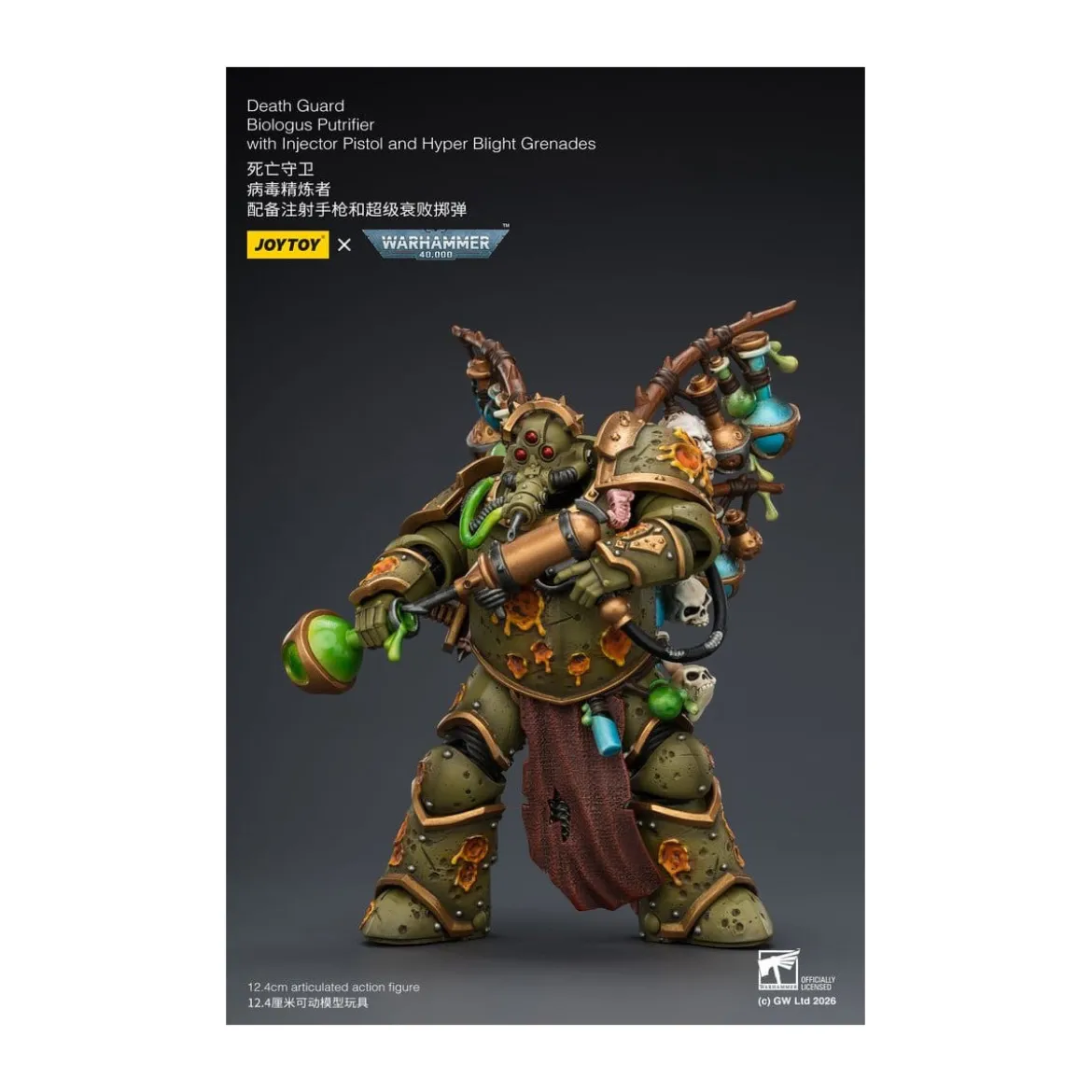 Joytoy - Death Guard - Biologus Putrifier with Injector Pistol and Hyper Blight Grenades 1/18 - Warhammer 40k