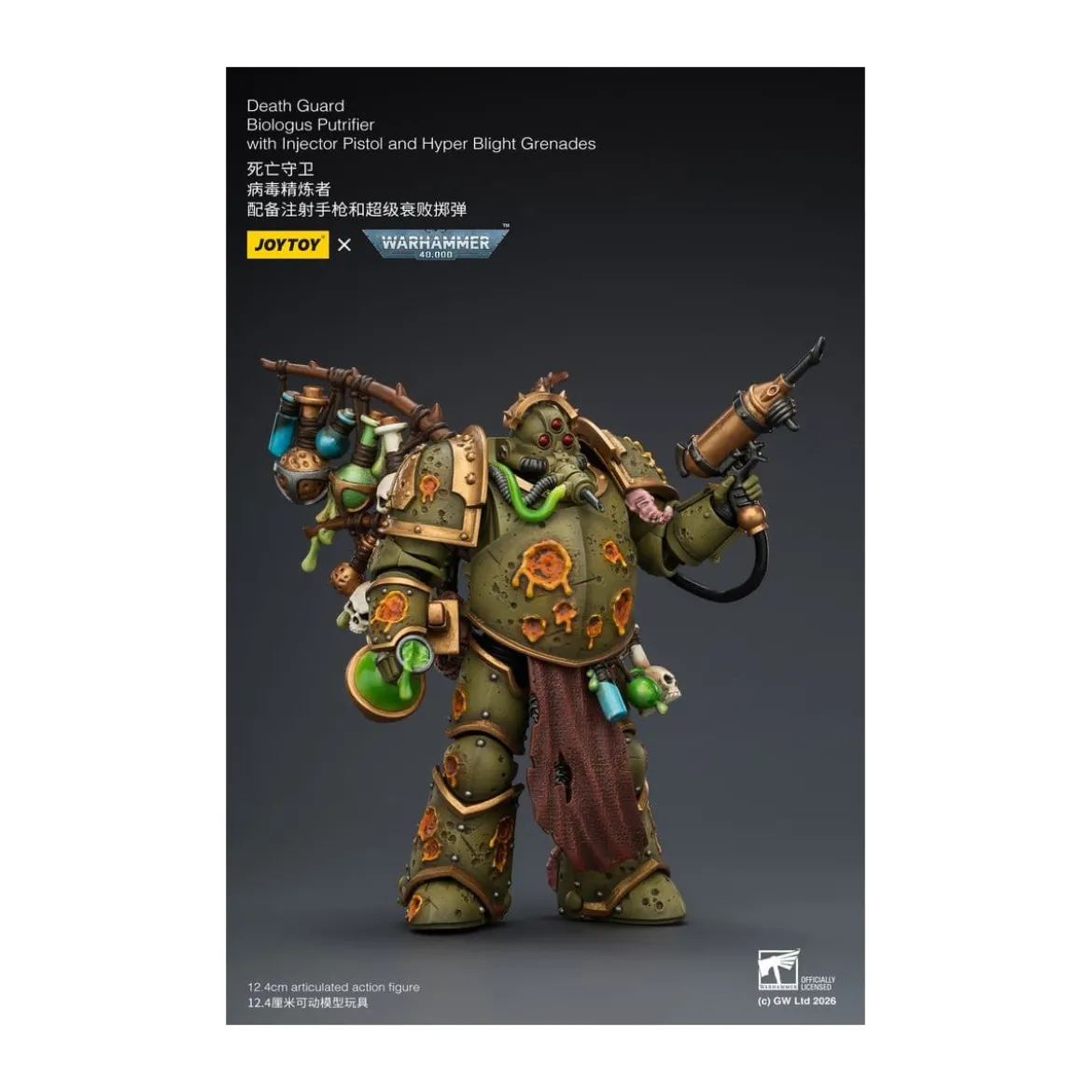 Joytoy - Death Guard - Biologus Putrifier with Injector Pistol and Hyper Blight Grenades 1/18 - Warhammer 40k