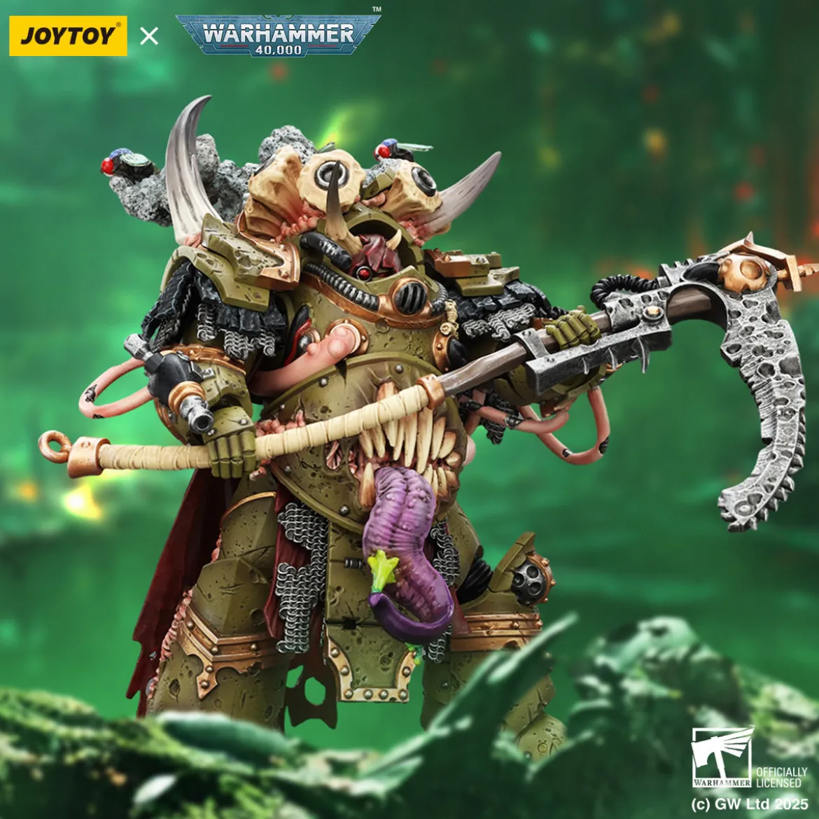 Joytoy - Death Guard - Deathshroud Terminator Champion with Manreaper and Plaguespurter Gauntlets 1/18 - Warhammer 40k