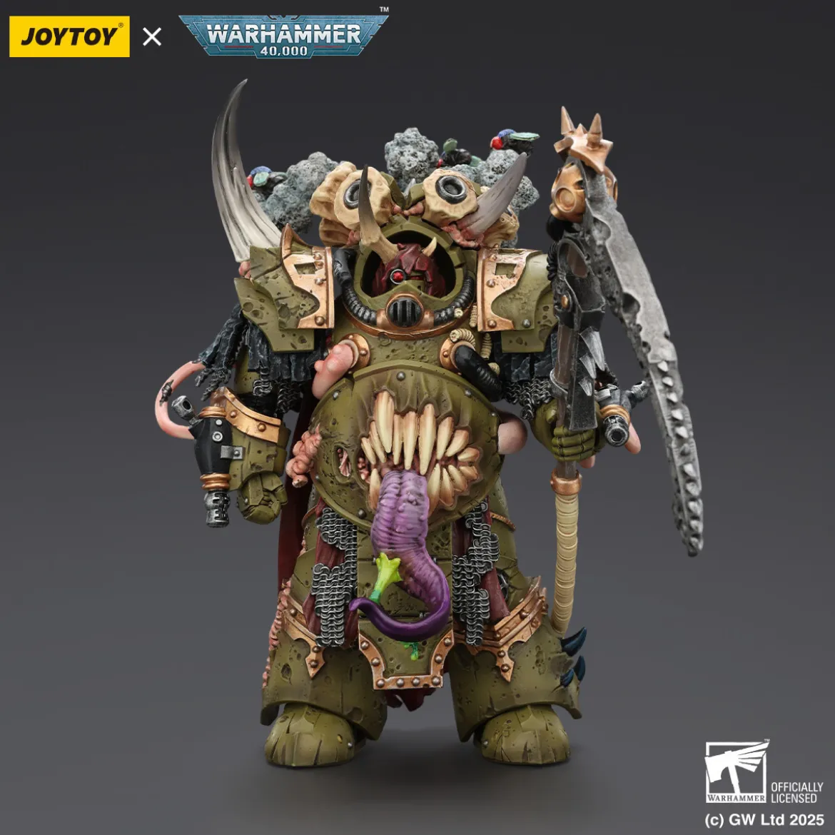 Joytoy - Death Guard - Deathshroud Terminator Champion with Manreaper and Plaguespurter Gauntlets 1/18 - Warhammer 40k