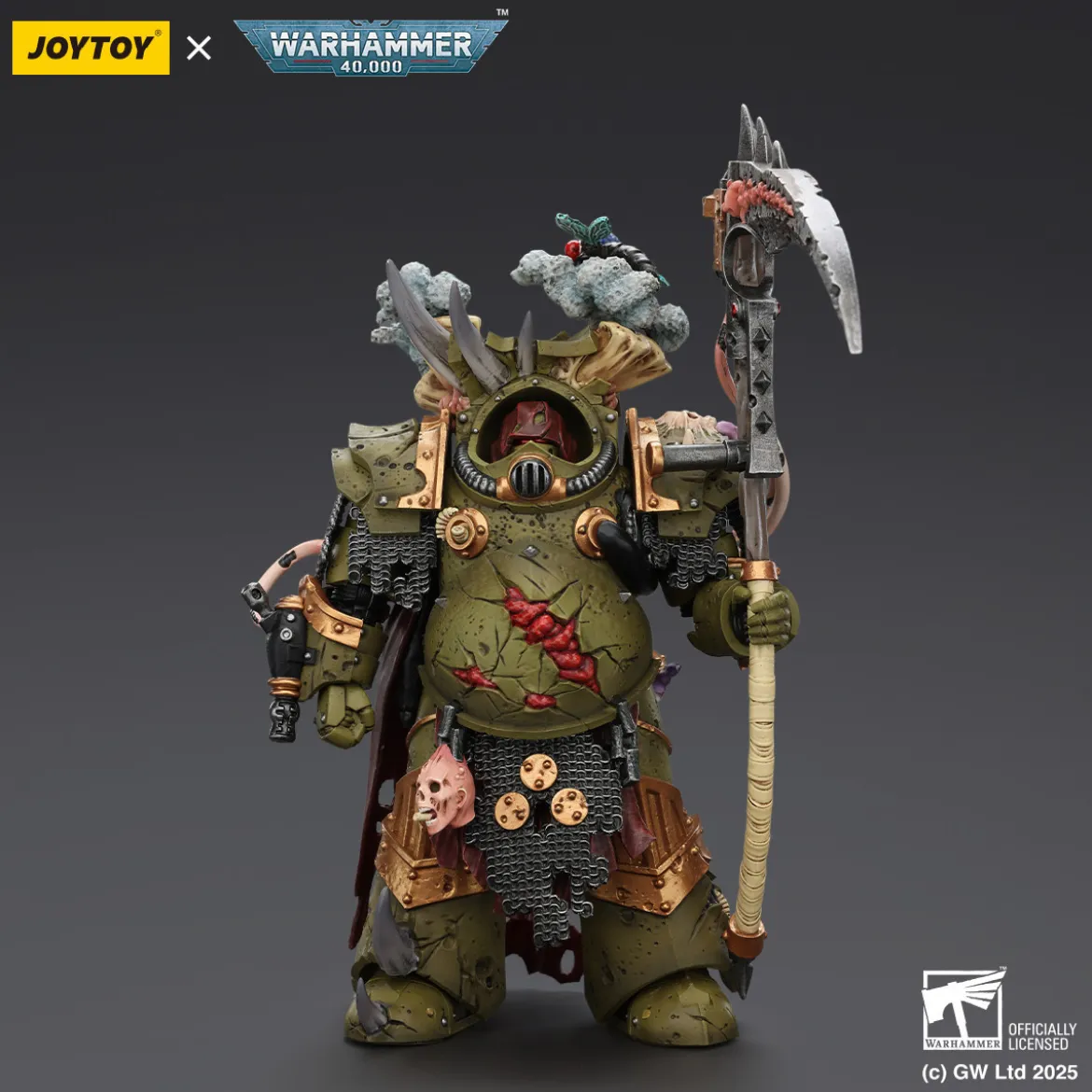 Joytoy - Death Guard - Deathshroud Terminator 1 with Manreaper and Plaguespurter Gauntlets 1/18 - Warhammer 40k
