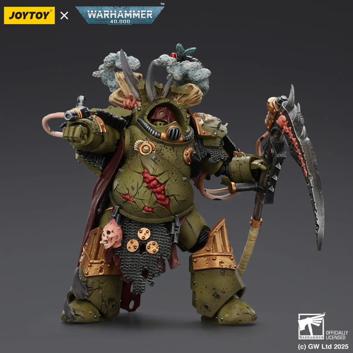 Joytoy - Death Guard - Deathshroud Terminator 1 with Manreaper and Plaguespurter Gauntlets 1/18 - Warhammer 40k