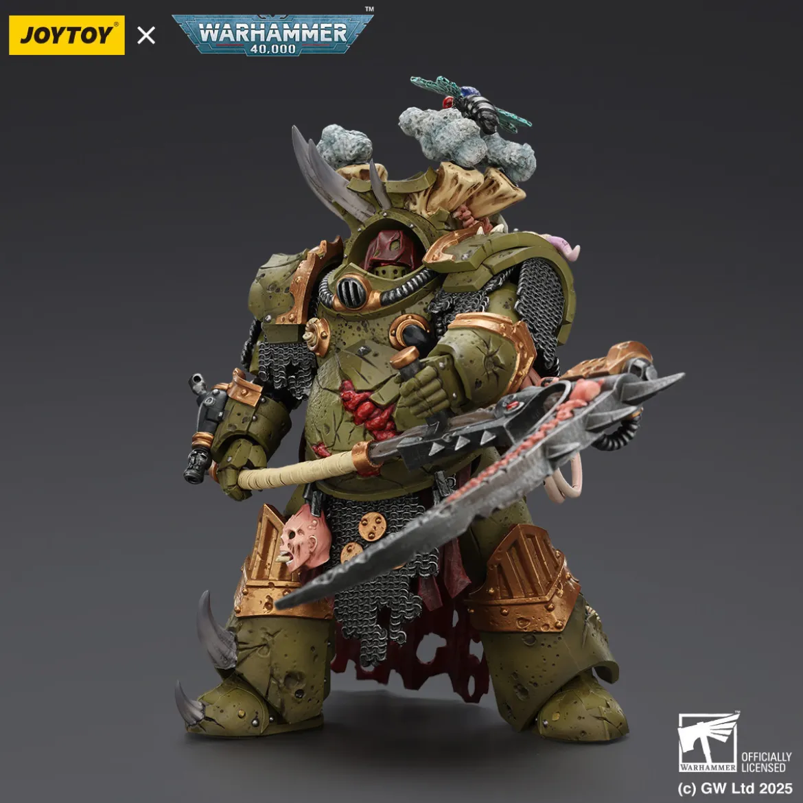 Joytoy - Death Guard - Deathshroud Terminator 1 with Manreaper and Plaguespurter Gauntlets 1/18 - Warhammer 40k