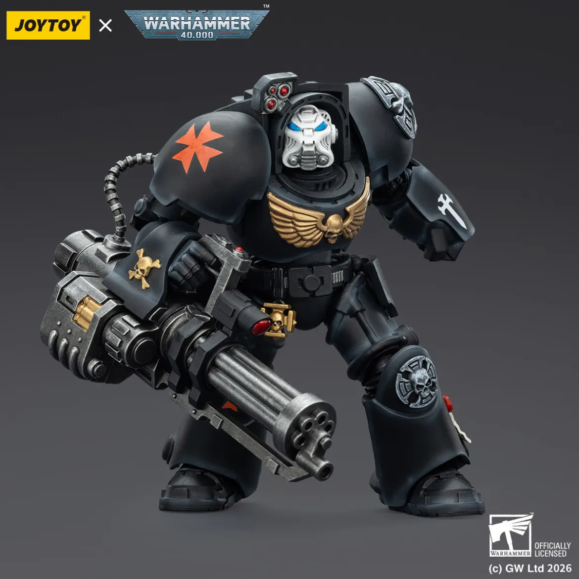 JoyToy Space Marines - Black Templars - Terminator 3 with Power Fist and Assault Cannon 1/18 - Warhammer 40K