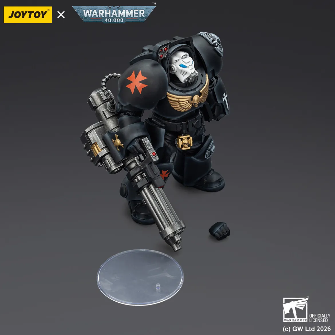 JoyToy Space Marines - Black Templars - Terminator 3 with Power Fist and Assault Cannon 1/18 - Warhammer 40K