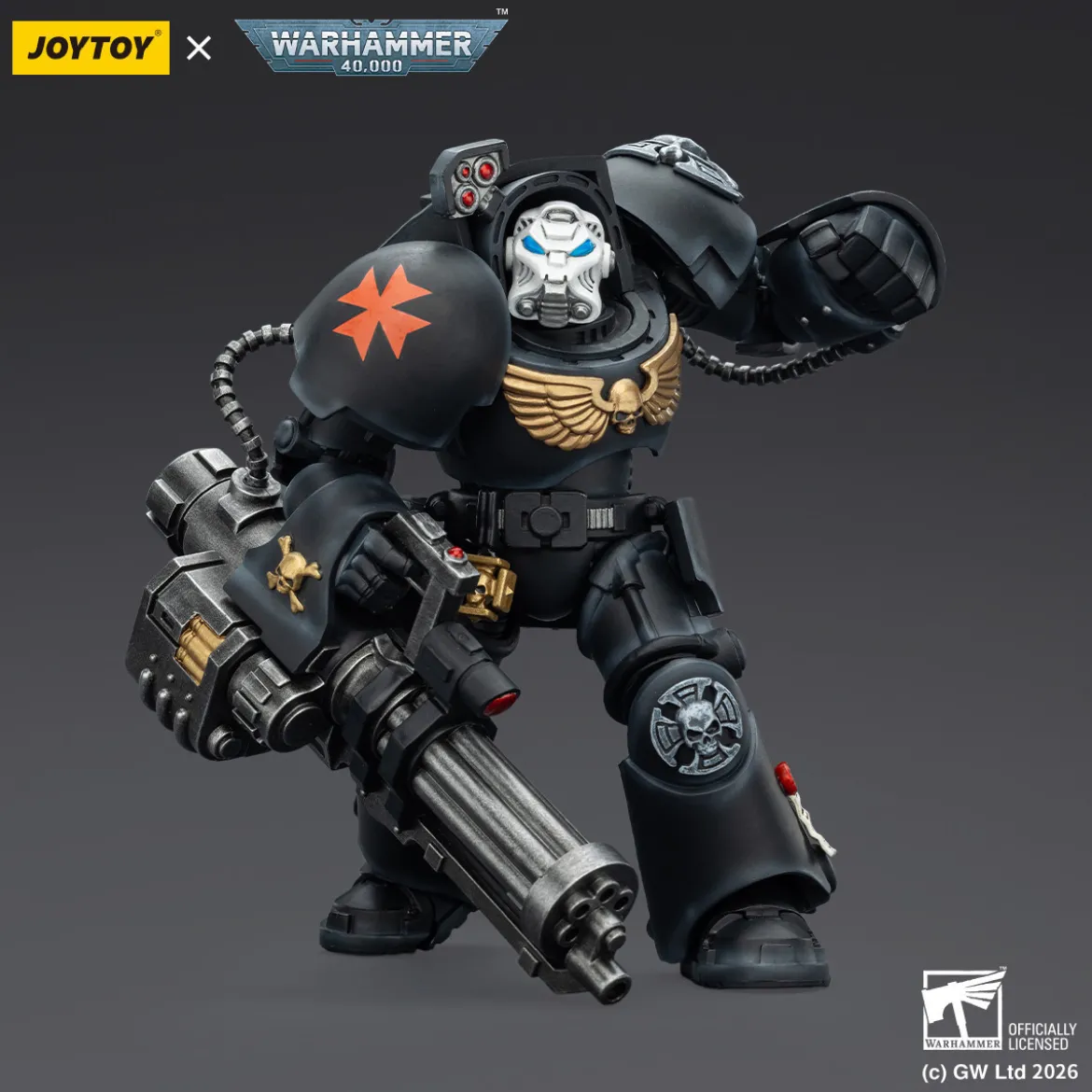 JoyToy Space Marines - Black Templars - Terminator 3 with Power Fist and Assault Cannon 1/18 - Warhammer 40K