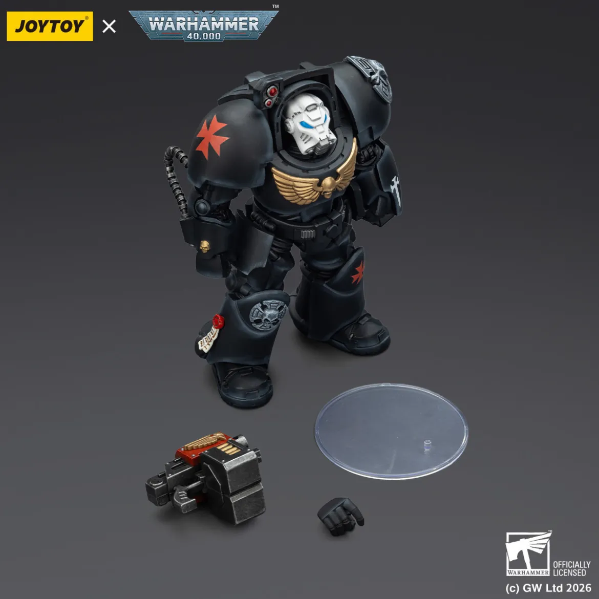 JoyToy Space Marines - Black Templars -Terminator 2 with Power Fist and Storm Bolter 1/18 - Warhammer 40K