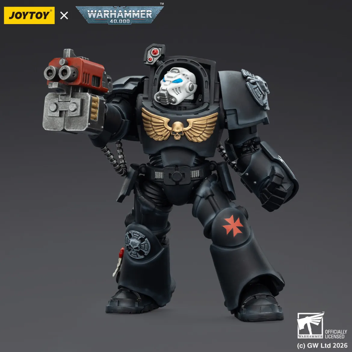JoyToy Space Marines - Black Templars -Terminator 2 with Power Fist and Storm Bolter 1/18 - Warhammer 40K
