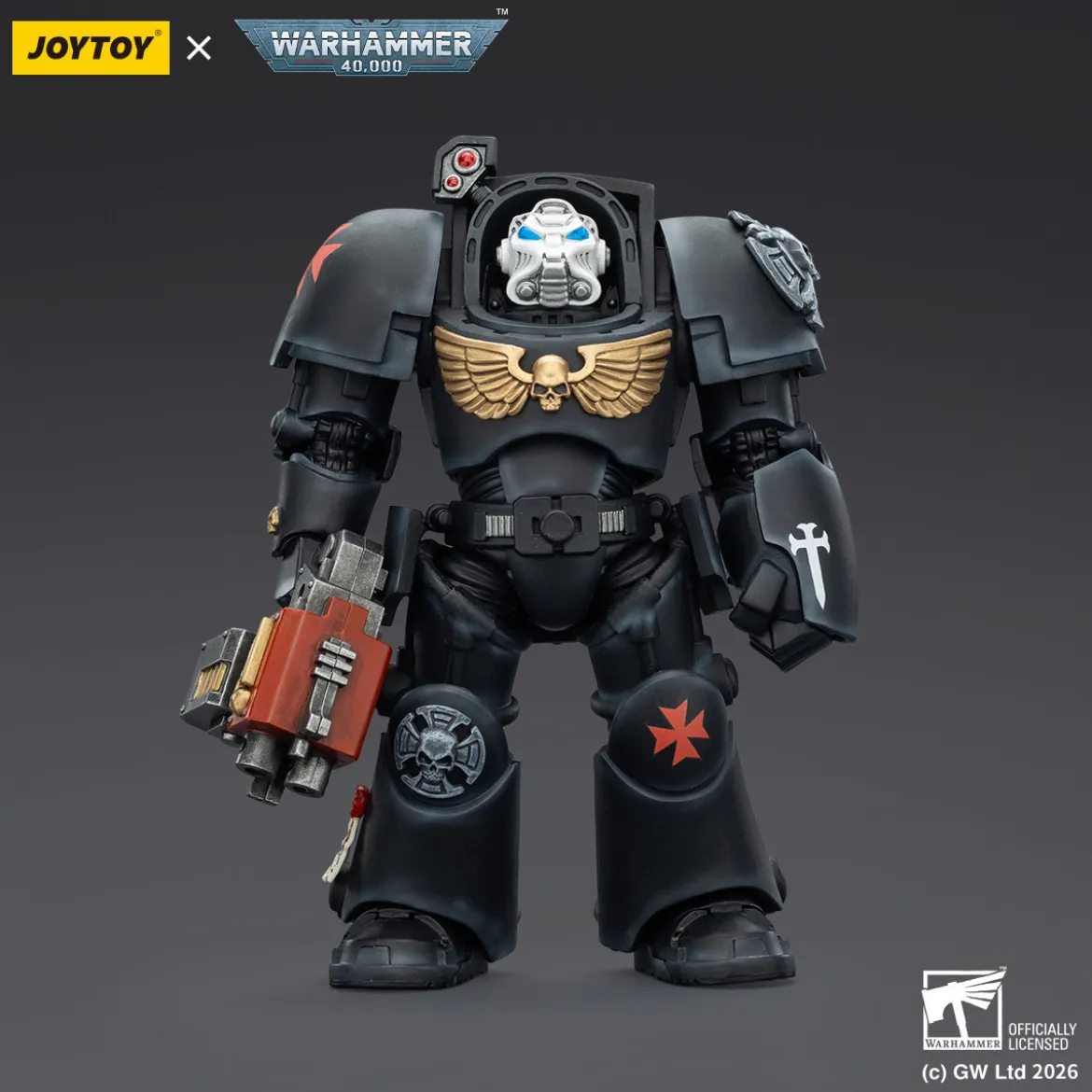 JoyToy Space Marines - Black Templars -Terminator 2 with Power Fist and Storm Bolter 1/18 - Warhammer 40K