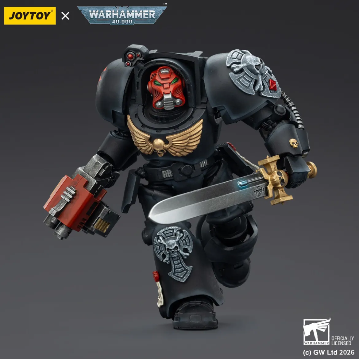 JoyToy Space Marines - Black Templars -Terminator 1 with Power Sword and Storm Bolter 1/18 - Warhammer 40K