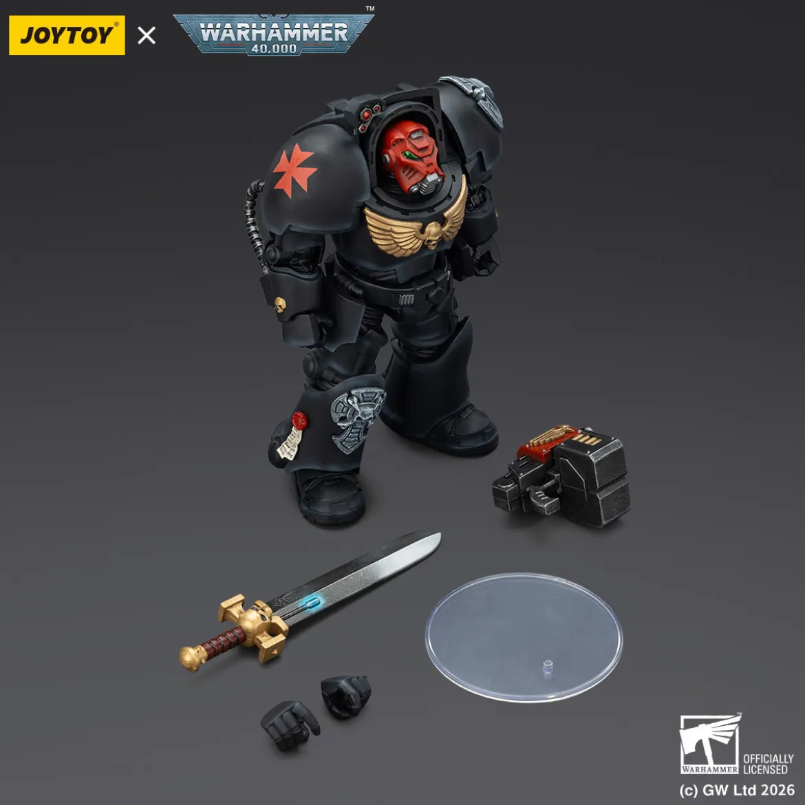JoyToy Space Marines - Black Templars -Terminator 1 with Power Sword and Storm Bolter 1/18 - Warhammer 40K