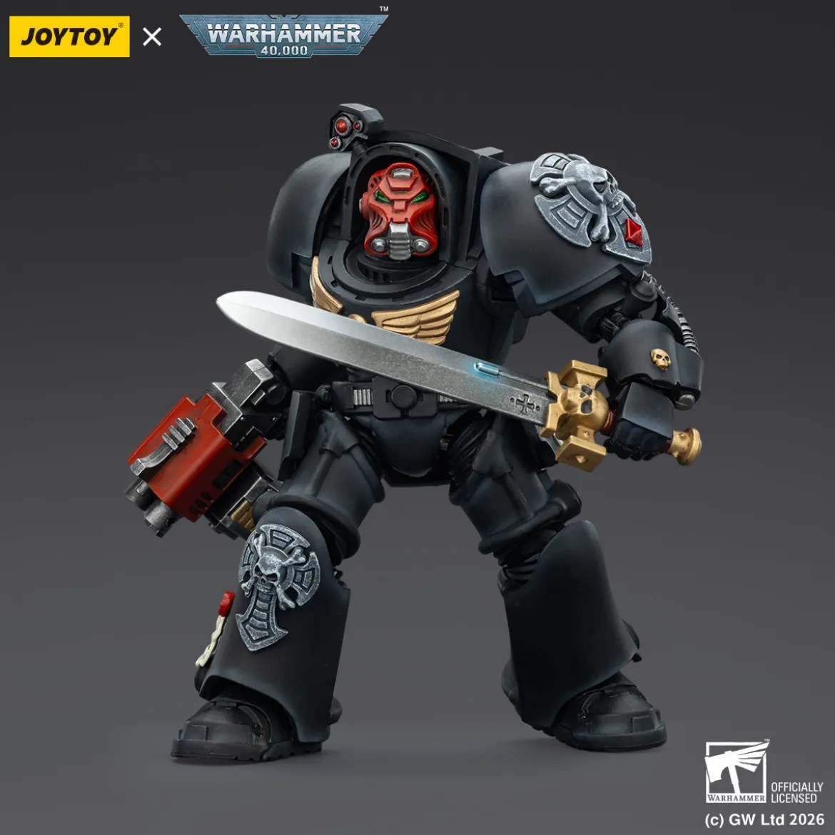 JoyToy Space Marines - Black Templars -Terminator 1 with Power Sword and Storm Bolter 1/18 - Warhammer 40K
