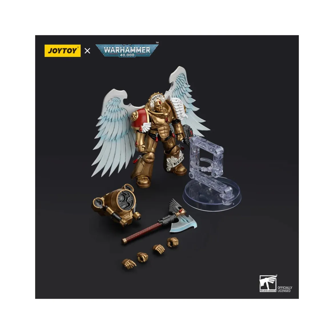 JoyToy Space Marines - Blood Angels Sanguinary Guard - Sanguinary Guard with Encarmine Axe and Inferno Bolter 1/18