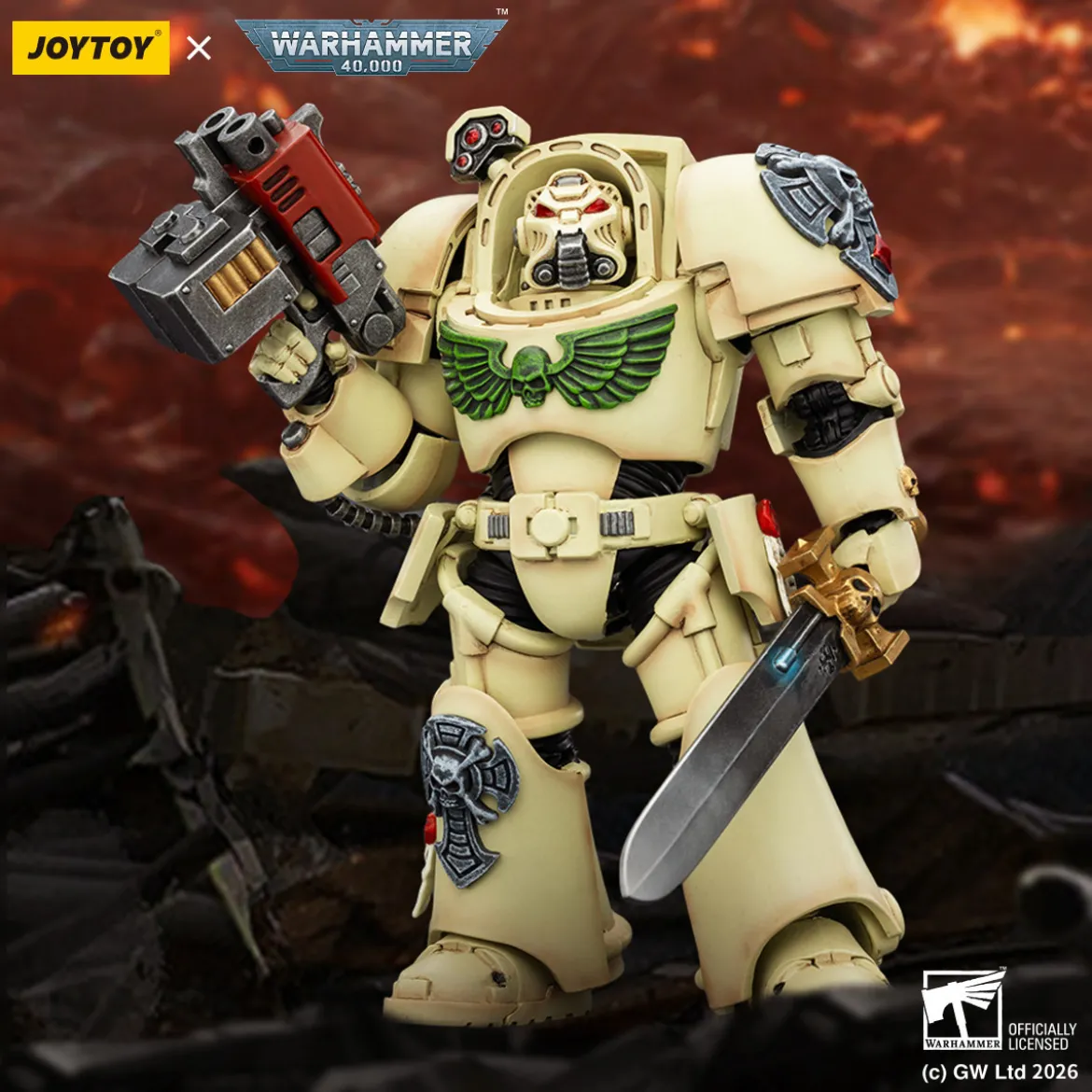 JoyToy Space Marines - Dark Angels - Deathwing Terminator 1 with Power Sword and Storm Bolter 1/18 - Warhammer 40k