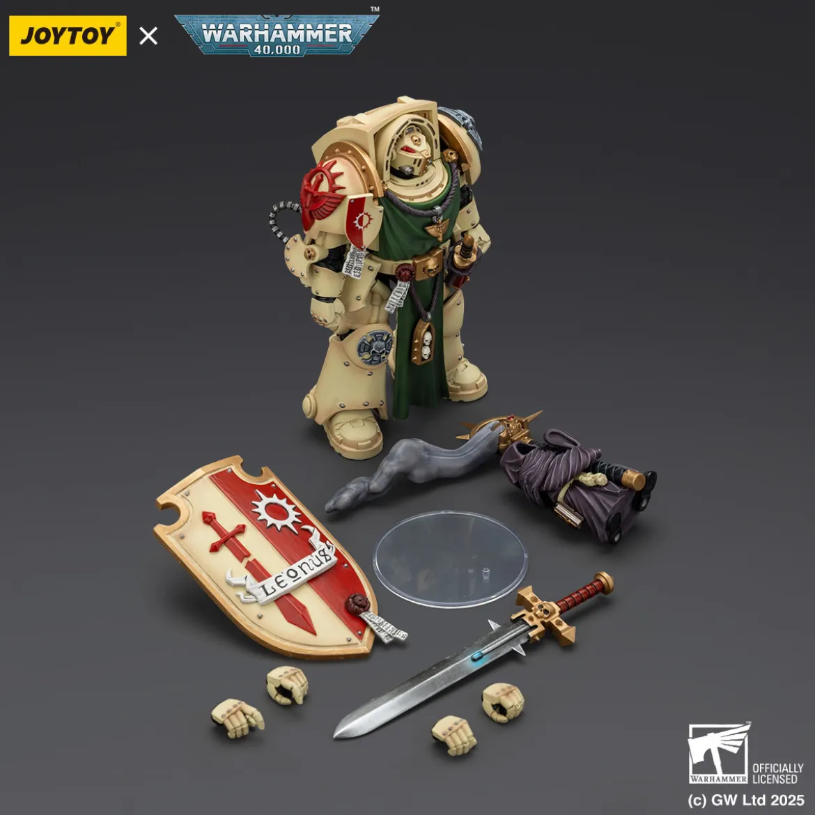 JoyToy Space Marines - Dark Angels - Deathwing Knight with Power Sword Storm Shield and Watcher in the Dark 1/18 - Warhammer 40k