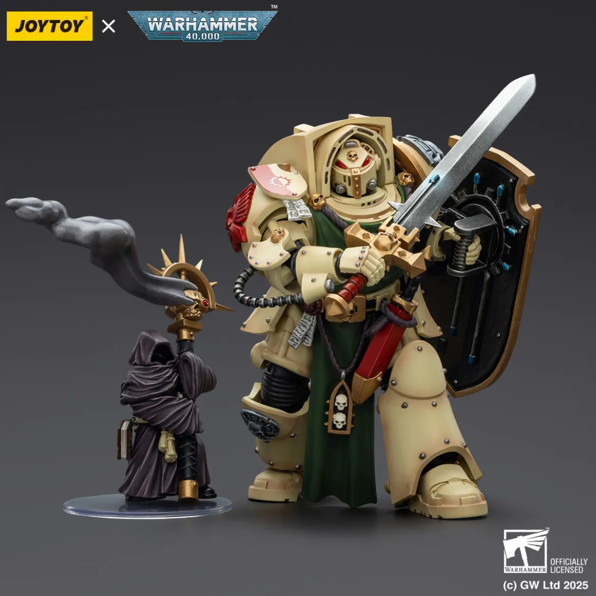 JoyToy Space Marines - Dark Angels - Deathwing Knight with Power Sword Storm Shield and Watcher in the Dark 1/18 - Warhammer 40k