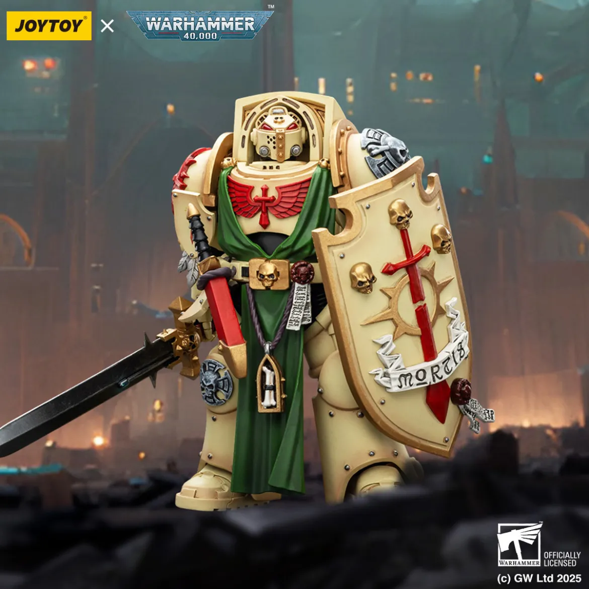 JoyToy Space Marines - Dark Angels - Deathwing Knight with Power Sword Storm Shield and teleport homer 1/18 - Warhammer 40K