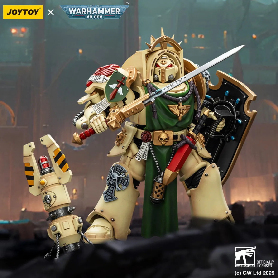 JoyToy Space Marines - Dark Angels - Deathwing Knight with Power Sword Storm Shield and teleport homer 1/18 - Warhammer 40K