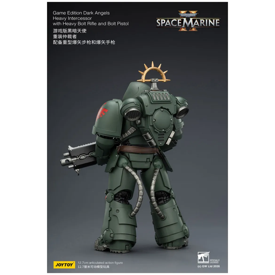 JoyToy - Space Marines II - Dark Angels - Heavy Intercessor with Heavy Bolt Rifle and Bolt Pistol 1/18
