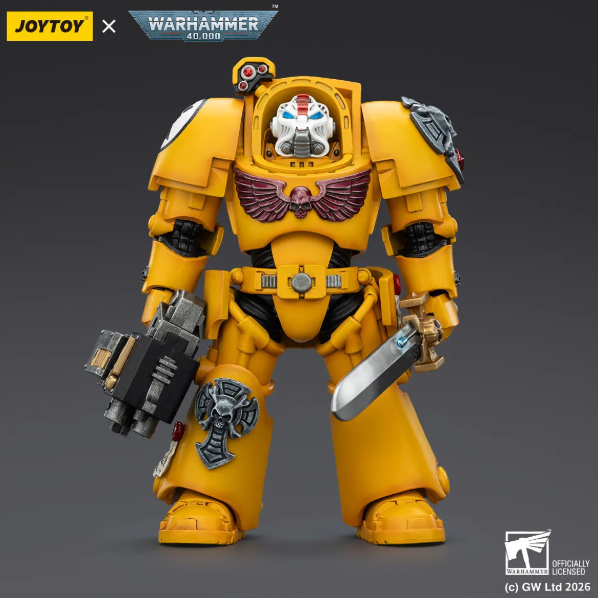 JoyToy Space Marines - Imperial Fists - Terminator 1 with Power Sword and Storm Bolter 1/18 - Warhammer 40k