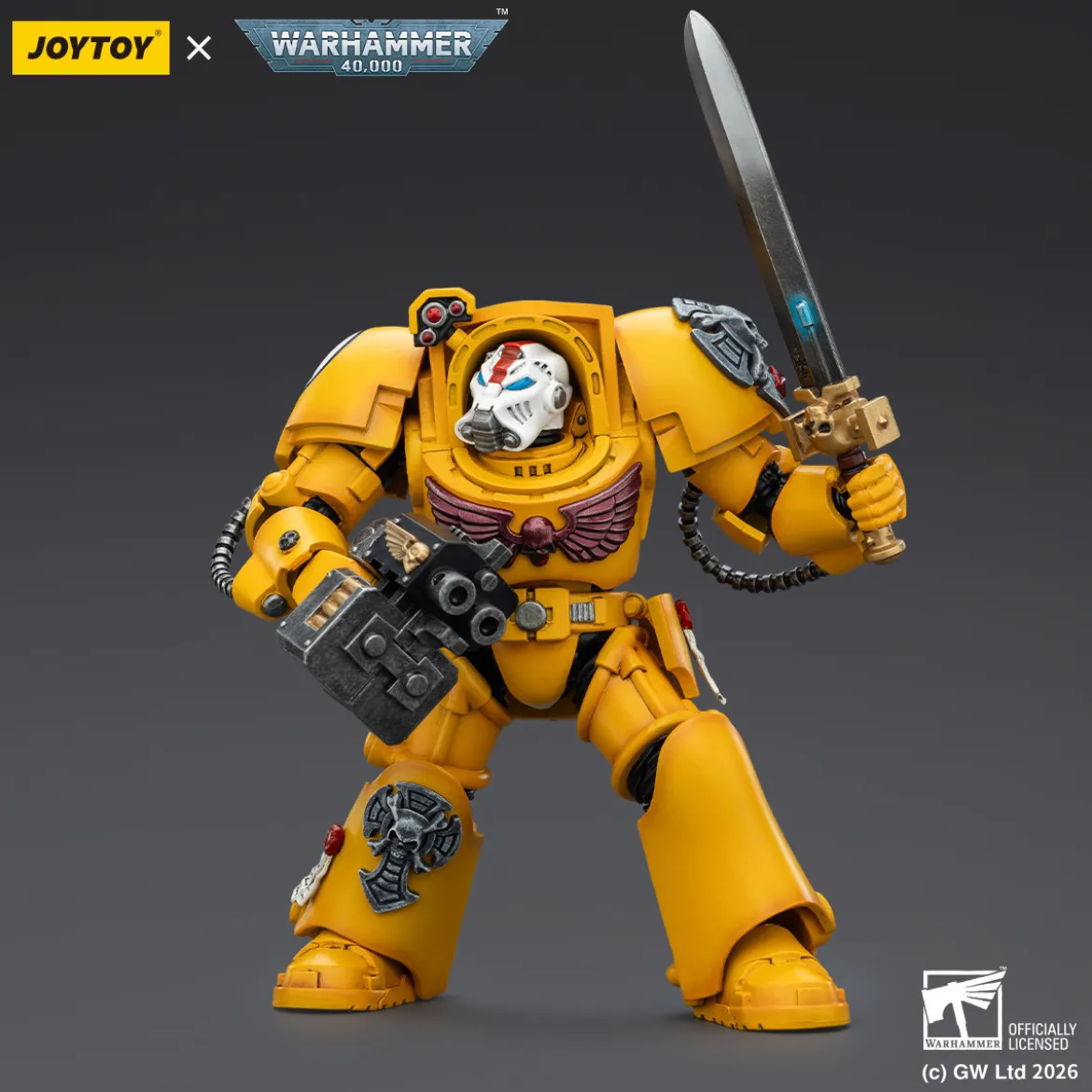 JoyToy Space Marines - Imperial Fists - Terminator 1 with Power Sword and Storm Bolter 1/18 - Warhammer 40k